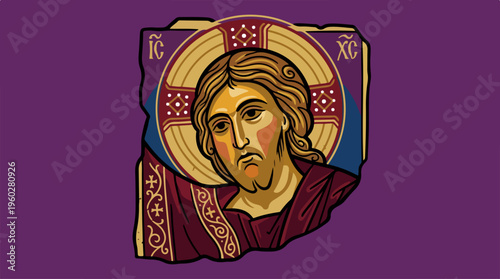 Jesus Christ Icon Portrait.
