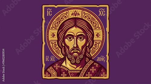 Jesus Christ Icon Portrait.