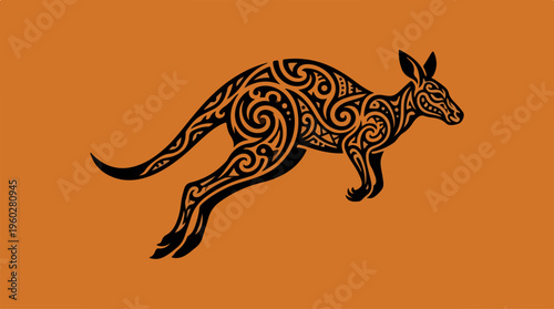 Kangaroo Tribal Art Design Animal.