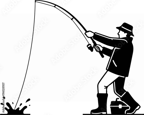 Man fishing with a rod.