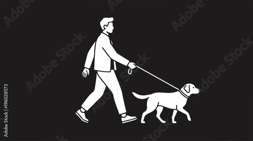 Man Walking Dog on Leash.