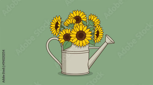 Sunflowers in a Watering Can.