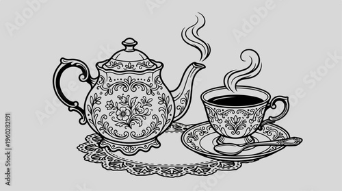 Tea Cup and Teapot Set.