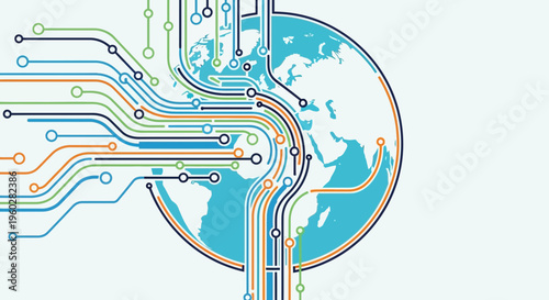 Global Network Connections Data Flow Illustration