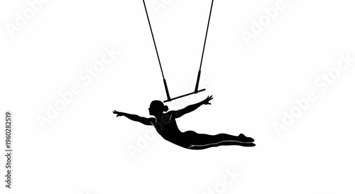 Graceful Acrobatics On Trapeze Performing A Stunning Mid-Air Pose