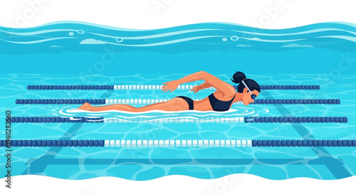 Graceful Butterfly Stroke Swimmer Gliding Through Pool Lane