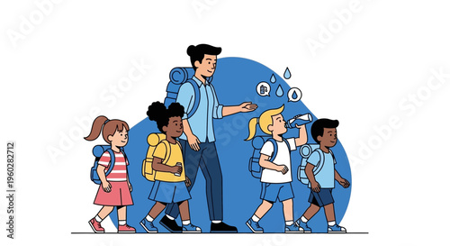 Group Hike Adventure Fun With Children And A Guide