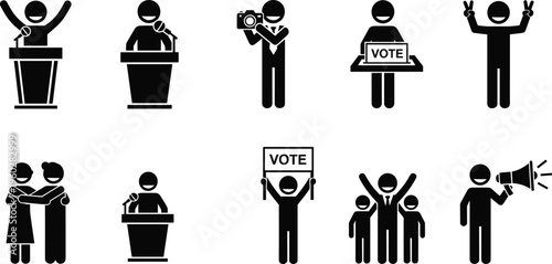 Democracy civic engagement voting protest speech silhouette illustration design, political artwork concept, community participation theme, activism symbol, social unity graphic image