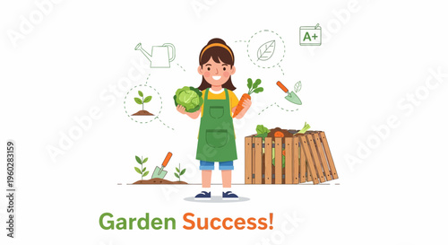 Happy Gardener Cultivating Fresh Produce And Nurturing Plants