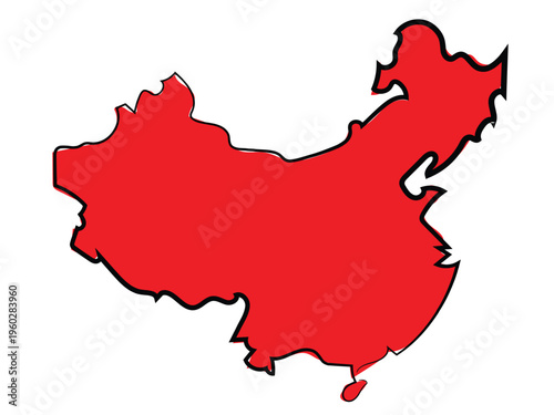 A map of China in a continuous line drawing format.