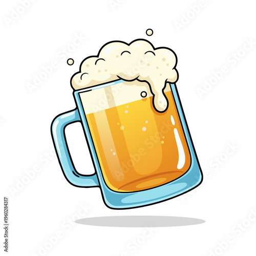 Hand Drawn Outline Beer Mug With Foam Illustration