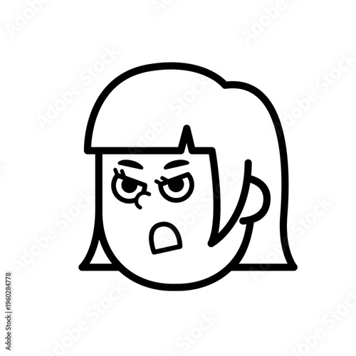 woman face icon simple expression "Dissatisfied"