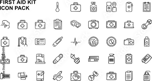 Hand-drawn First Aid Kit and Medical Icons Pack: Doodle Style Health, Hospital, Pharmacy, and Emergency Care Symbols