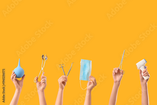 Female hands with enema, in...