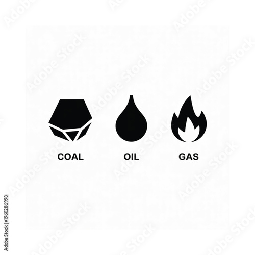 Simple icons representing coal oil and natural gas resources
