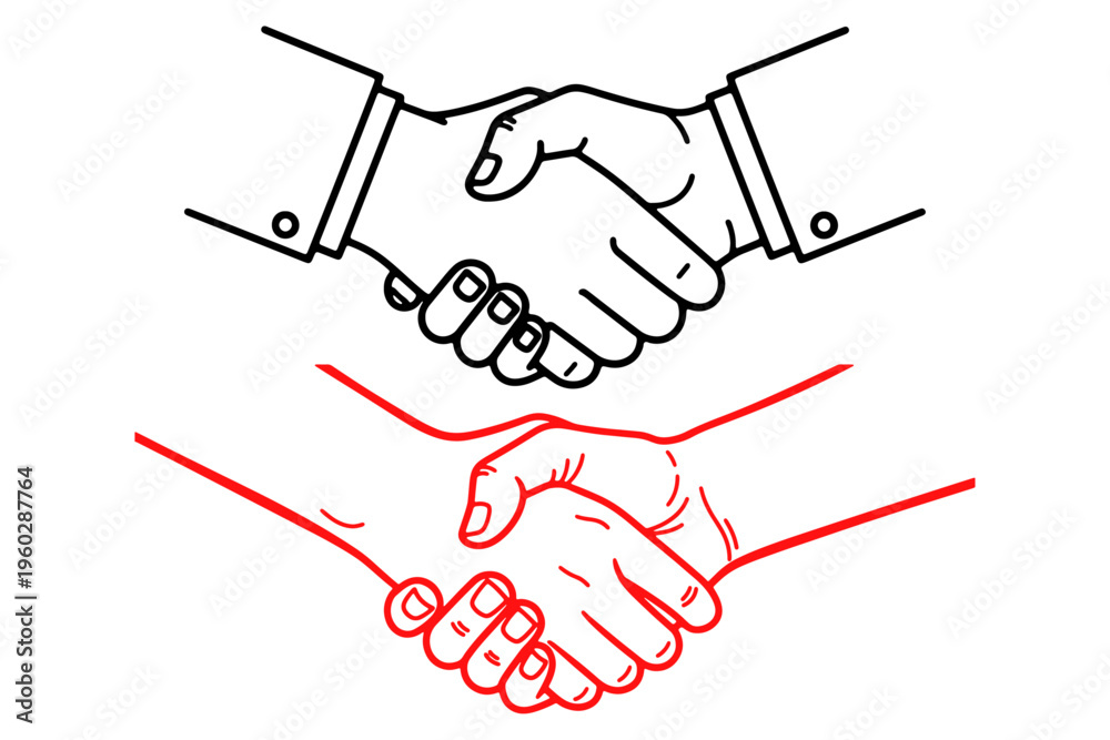 Fototapeta premium Cooperation and Teamwork Hands Illustration Hand Drawn Poster Logo Design Vector