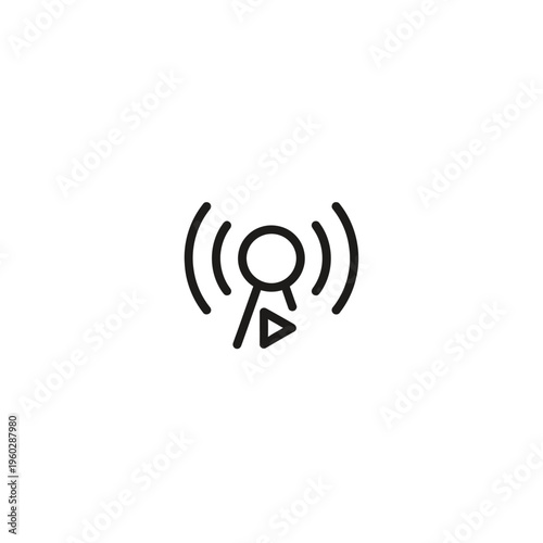 Black play button with signal waves.