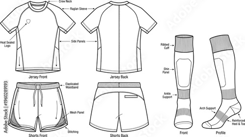 Sports Apparel Design Mockup Jersey, Shorts, and Socks