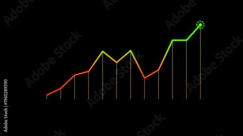 Financial Business Infographic Digital Bar Graph Chart Loop Animation With Alpha Channel