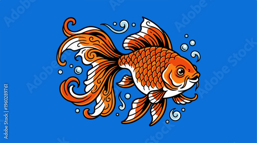 Vibrant Orange Goldfish Swimming.