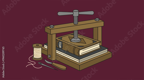 Vintage Bookbinding Press Machine.