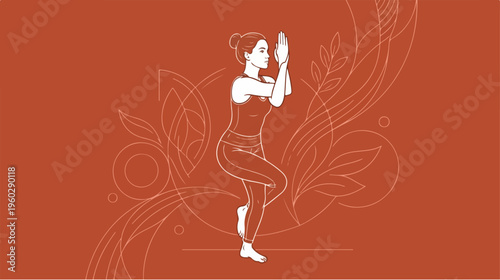 Woman in yoga tree pose.