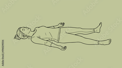 Woman lying on back relaxed.