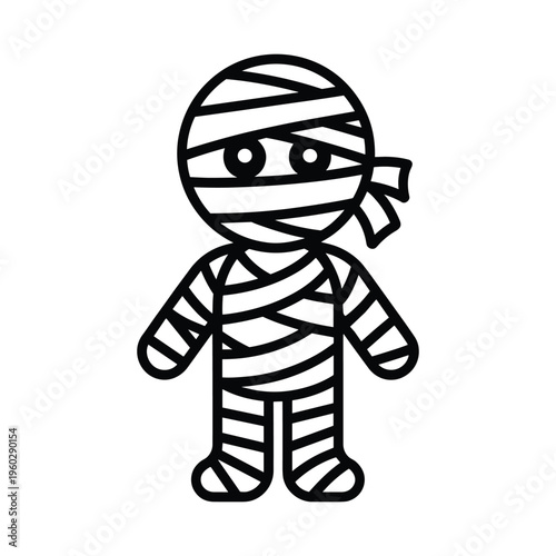 Cartoon mummy character silhouette, halloween holiday figure