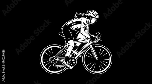 Woman Riding a Bicycle Fast.