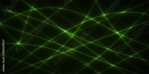 Green abstract background with glowing rays and futuristic digital design