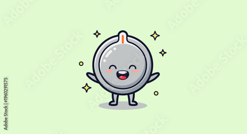 Happy cartoon planet mascot with smiling face.