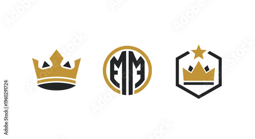 Gold Crowns and Monogram Logo Designs Collection