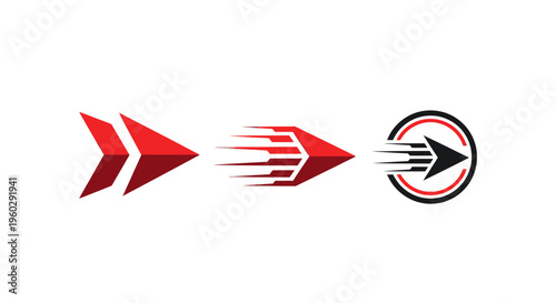 Speeding Arrows Collection: Forward Motion, Direction, Progress, and Velocity Icons