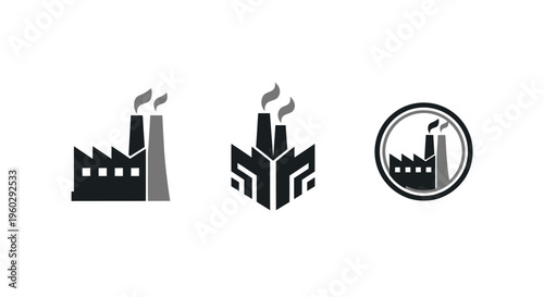 Industrial Factory Icons: Modern & Abstract Designs