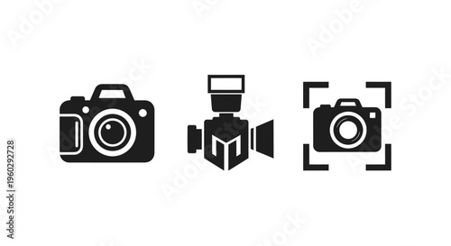 Camera Icons: DSLR, Camcorder, and Focus Frame