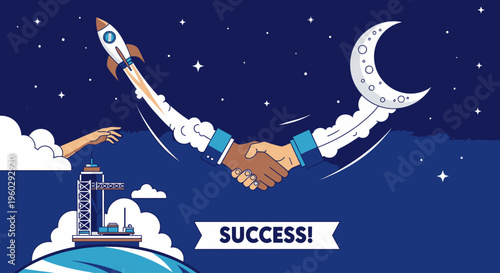 Business partnership handshake for success.