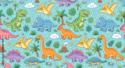 Seamless pattern dino