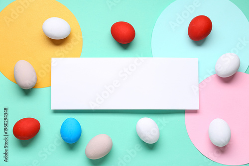 Colorful Easter eggs and bl...