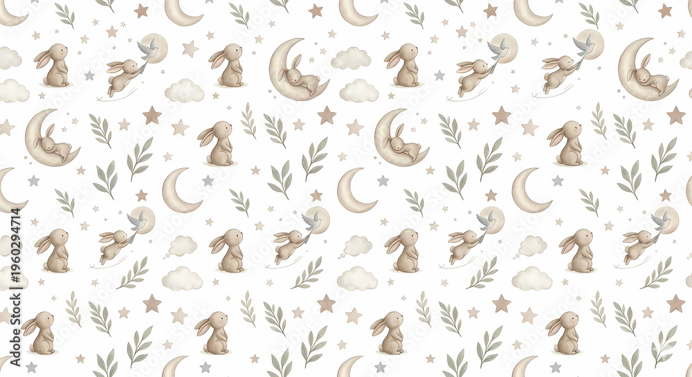 Fototapeta premium Watercolor nursery collection: cute animals, floral wreaths and alphabet letters for baby room decor PNG.