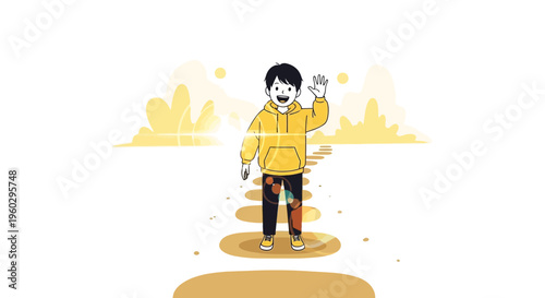 Joyful Child Welcoming Future Journey Awaits Bright Path Ahead