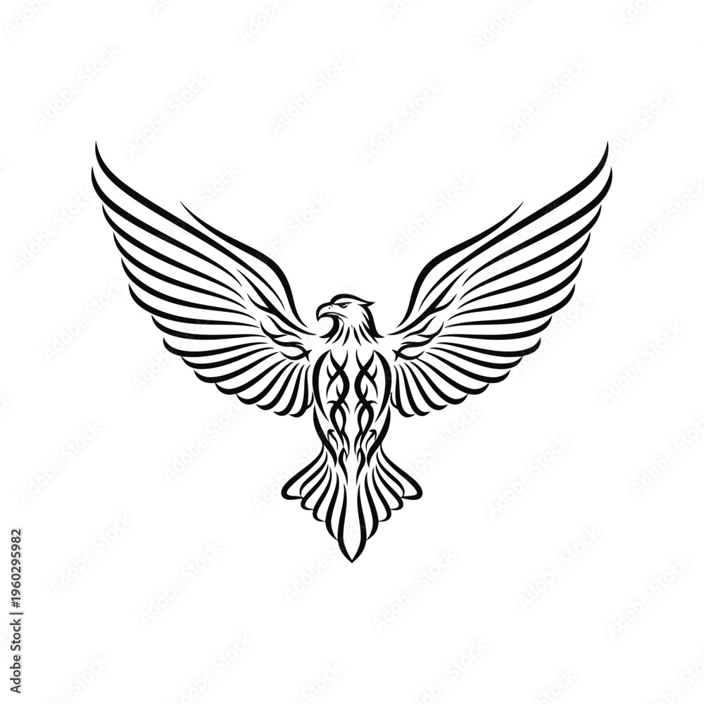 Obraz premium Tribal Eagle Tattoo Design - Black Ink Silhouette
