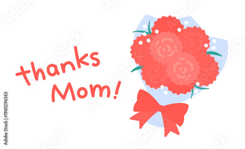 母の日のカーネーションの花束とメッセージ