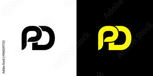 A minimalist logo featuring the letters "PD" in black on a white background and in yellow on a black background, presented side-by-side.