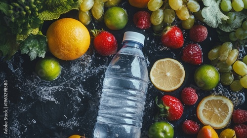 Fruit with a bottle of water generative ai
