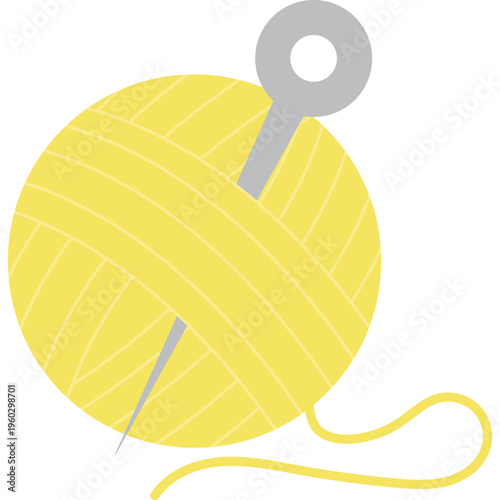 Yellow Yarn Ball and Needle