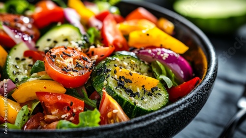 Bowl of organic salad with colorful vegetables. generative ai
