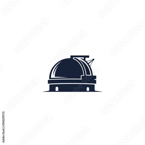 Sleek Minimalist Observatory Icon Symbolizing Planetary Discovery and Astronomical Science, Ideal for Space Exploration and Research Logos