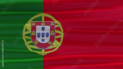 Portugal flag waving in the wind with high quality fabric texture