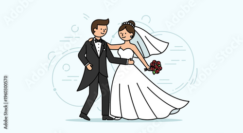 Joyful Couple Embracing On Their Wedding Day Celebration