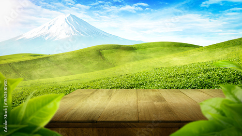 Quadro em tela "A refreshing view of Jush green hills beneath a majestic mountain, capturing the purity and calm of nature